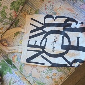 The New Yorker Cream and Black Cotton Canvas Tote Bag